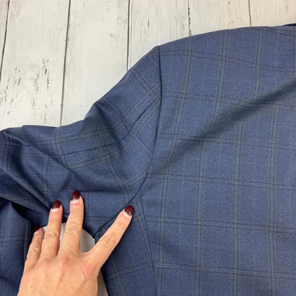 Hickey Freeman Windowpane Worsted Wool Single-Breasted Blazer Sport Size 39R